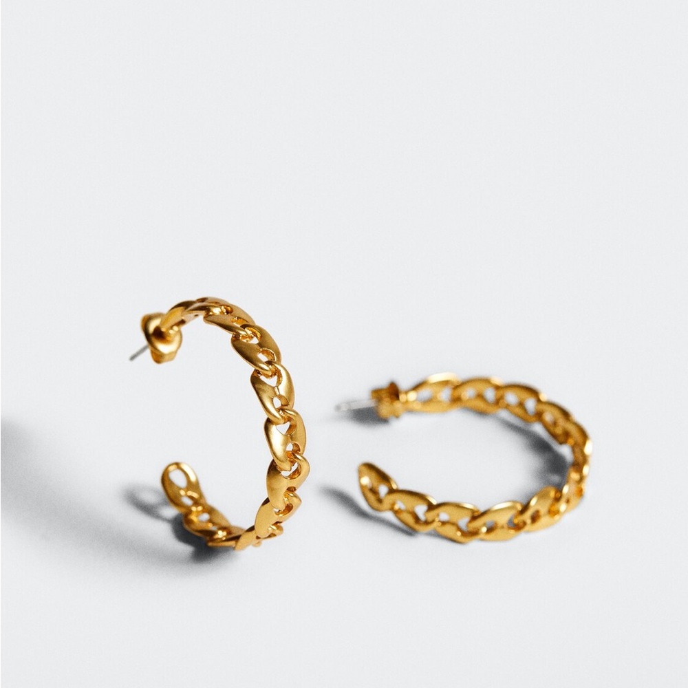 MANGO 24K link hoop earrings